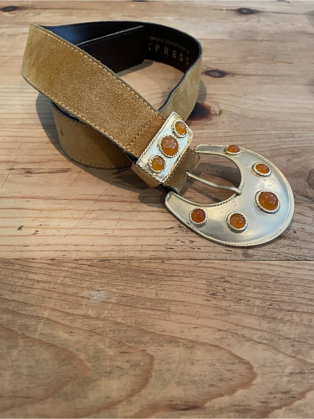 VTG Express Internat’l Compagnie Made in Italy Leather Belt Jewel Western Boho S